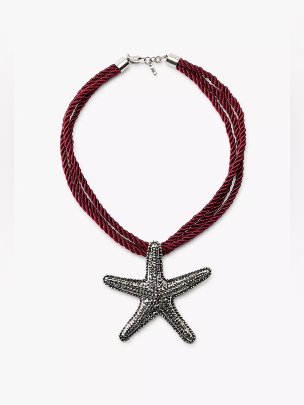 ZARA STARFISH ROPE NECKLACE
Burgundy Necklace with Silver Starfish Pendant NWT
